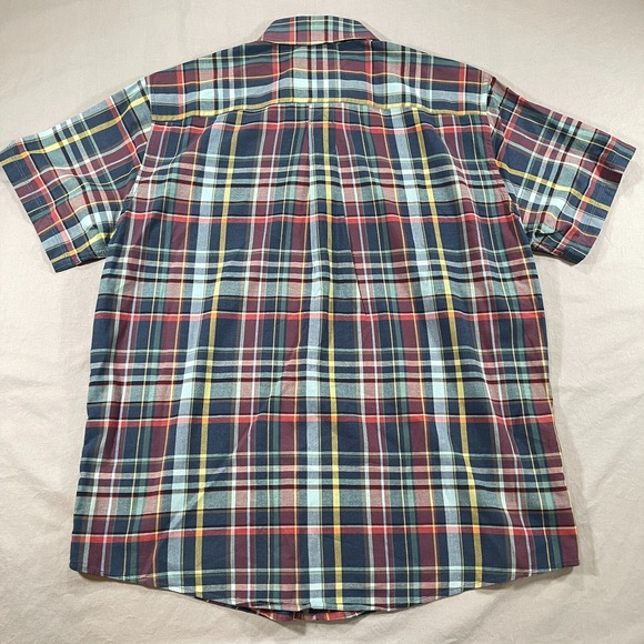 Eddie Bauer Short Sleeve Button Up Shirt Men L Red Plaid Lightweight Stretch NEW - Picture 7 of 9